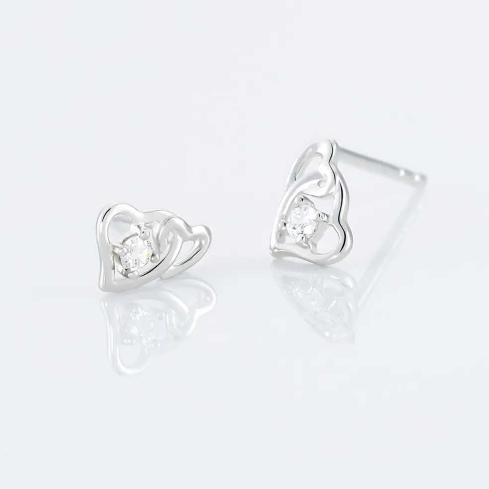 Boucles D'oreilles Puces Roma Argent Blanc Oxyde De Zirconium