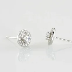 Boucles D'oreilles Puces Star Or Blanc Oxyde De Zirconium