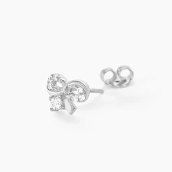 Boucles D'oreilles Puces Suna Argent Blanc Oxyde De Zirconium