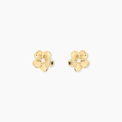 Boucles D'oreilles Puces Sakura Love Or Jaune Oxyde De Zirconium