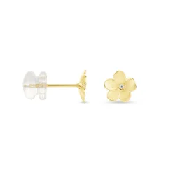 Boucles D'oreilles Puces Sakura Love Or Jaune Oxyde De Zirconium