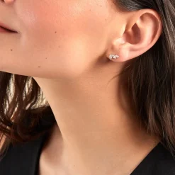 Boucles D'oreilles Puces Siona Plaque Or Jaune Oxyde De Zirconium