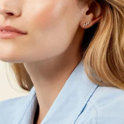 Boucles D'Oreilles Puces Sparkle Or Jaune Oxyde De Zirconium