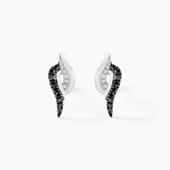 Boucles D'oreilles Puces Sculptural Or Blanc Diamant