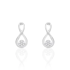 Boucles D'oreilles Puces Shaeen Or Blanc Diamant