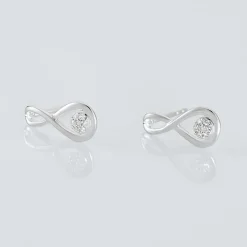 Boucles D'oreilles Puces Shaeen Or Blanc Diamant