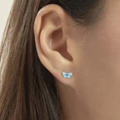 Boucles D'oreilles Puces Sulivia Papillon Or Jaune