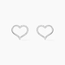 Boucles D'oreilles Puces Salona Argent Blanc Oxyde De Zirconium