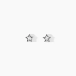 Boucles D'oreilles Puces Saya Argent Blanc Oxyde De Zirconium