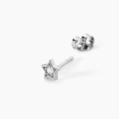 Boucles D'oreilles Puces Saya Argent Blanc Oxyde De Zirconium