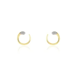 Boucles D'oreilles Puces Snake Or Jaune Diamant