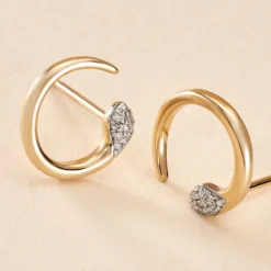 Boucles D'oreilles Puces Snake Or Jaune Diamant