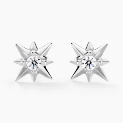 Boucles D'oreilles Puces Semira Argent Blanc Oxyde De Zirconium