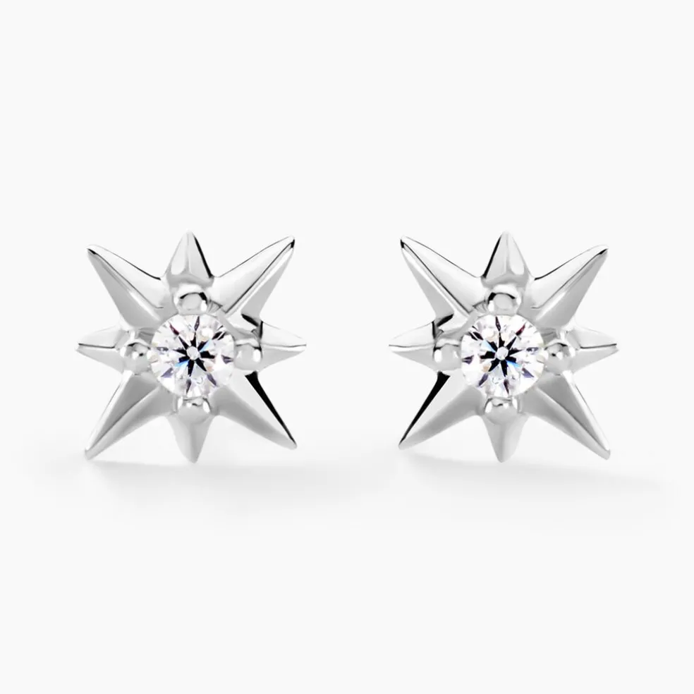 Boucles D'oreilles Puces Semira Argent Blanc Oxyde De Zirconium