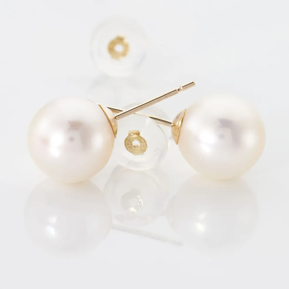 Boucles D'oreilles Puces Suki Or Jaune Perle De Culture