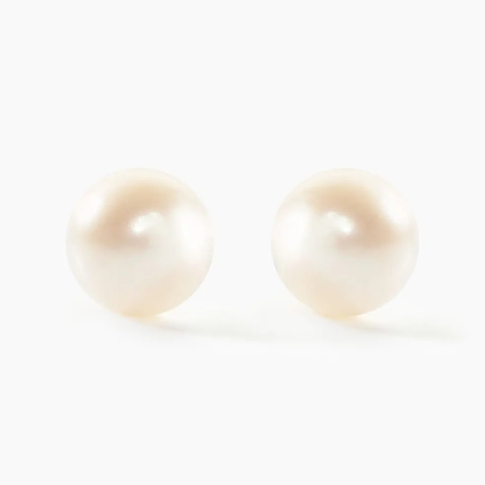 Boucles D'oreilles Puces Suki Or Jaune Perle De Culture