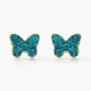 Boucles D'oreilles Puces Solena Papillon Or Jaune