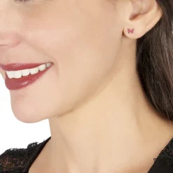 Boucles D'oreilles Puces Solena Papillon Or Jaune