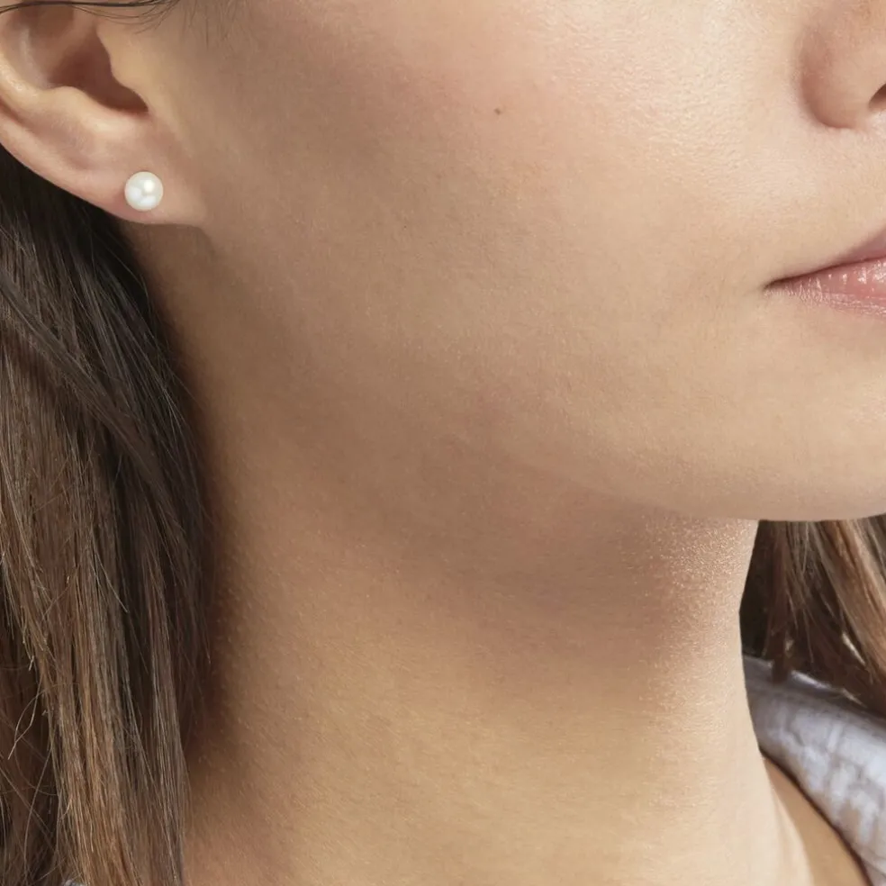 Boucles D'oreilles Puces Suki Or Jaune Perle De Culture