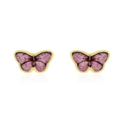 Boucles D'oreilles Puces Sulivia Papillon Or Jaune