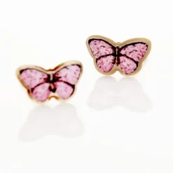 Boucles D'oreilles Puces Sulivia Papillon Or Jaune