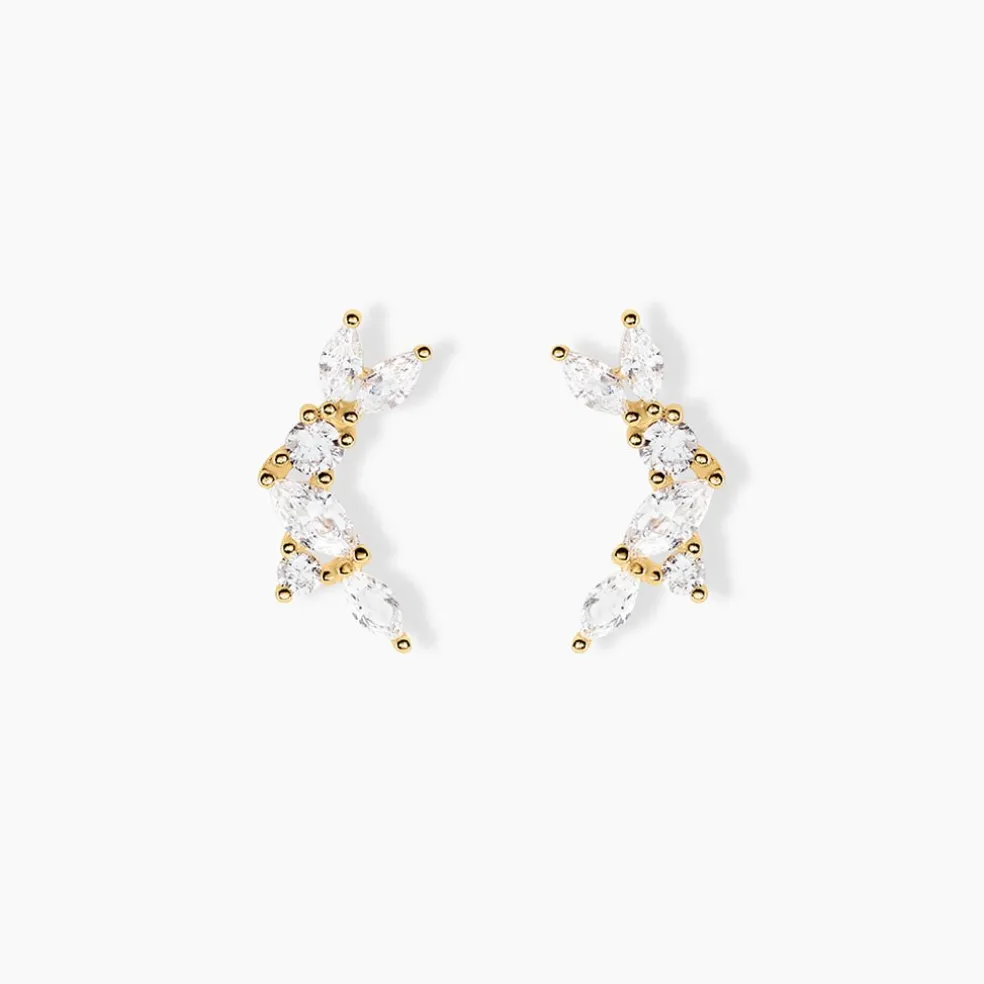 Boucles D'Oreilles Puces Sparkle Or Jaune Oxyde De Zirconium
