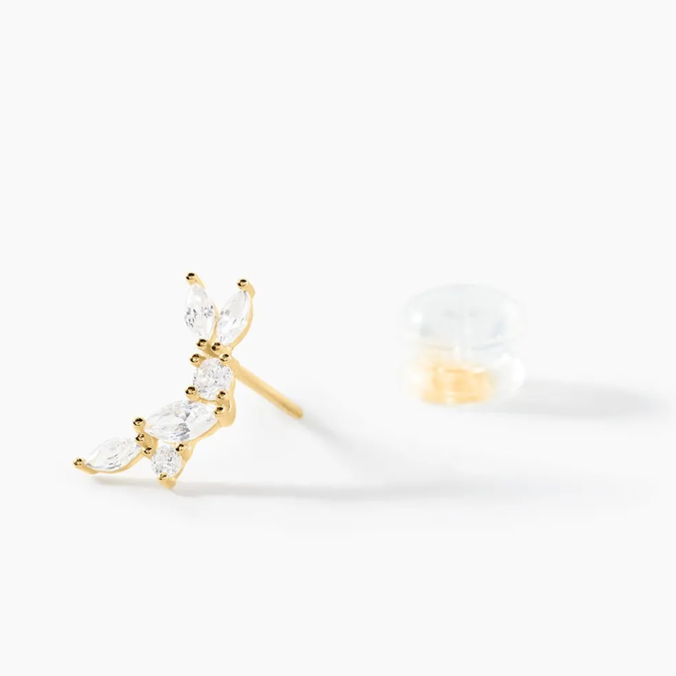 Boucles D'Oreilles Puces Sparkle Or Jaune Oxyde De Zirconium