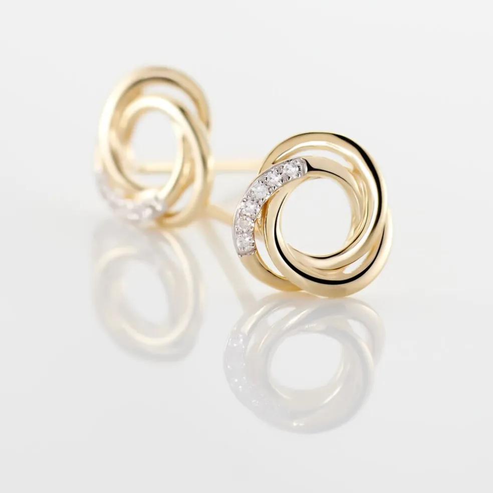 Boucles D'oreilles Puces Syrena Or Jaune Diamant