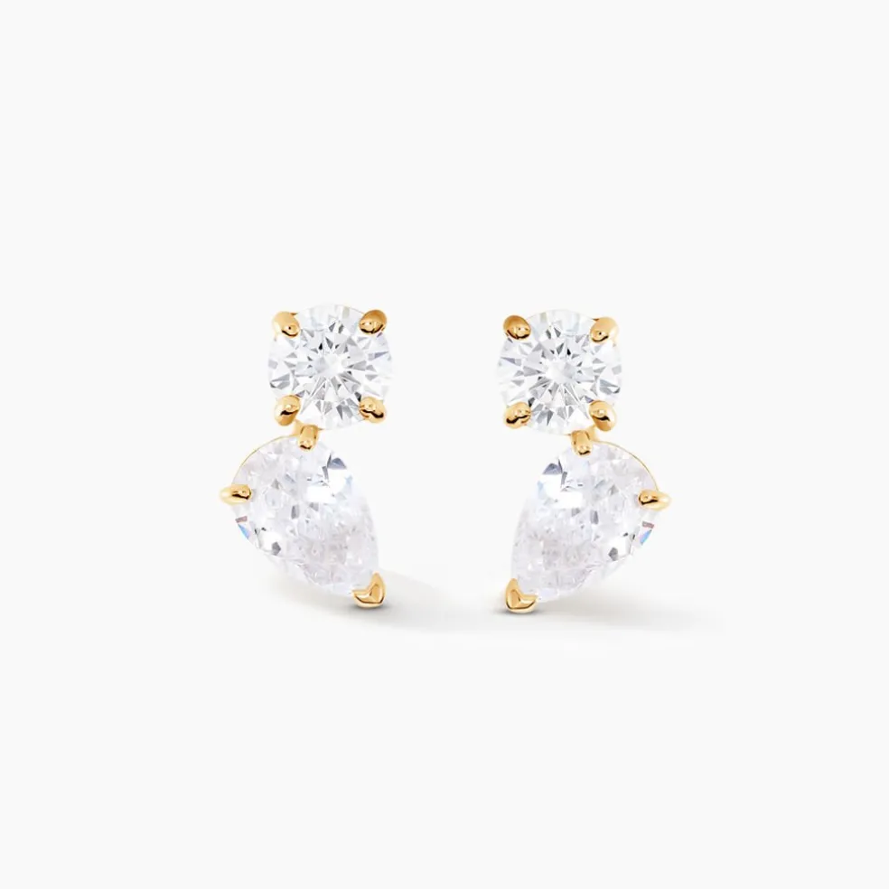 Boucles D'oreilles Puces Shiny Garden Or Jaune Oxyde De Zirconium