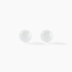 Boucles D'oreilles Puces Solene Argent Blanc Céramique