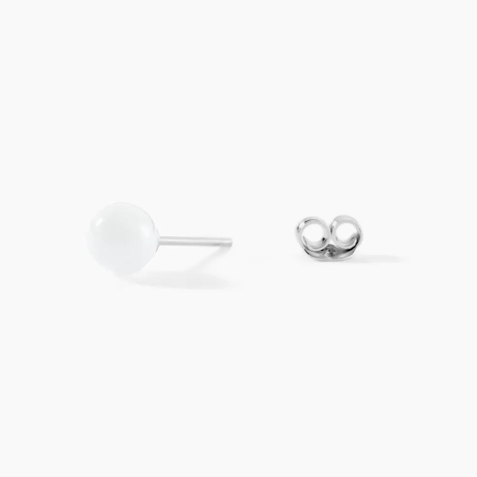 Boucles D'oreilles Puces Solene Argent Blanc Céramique