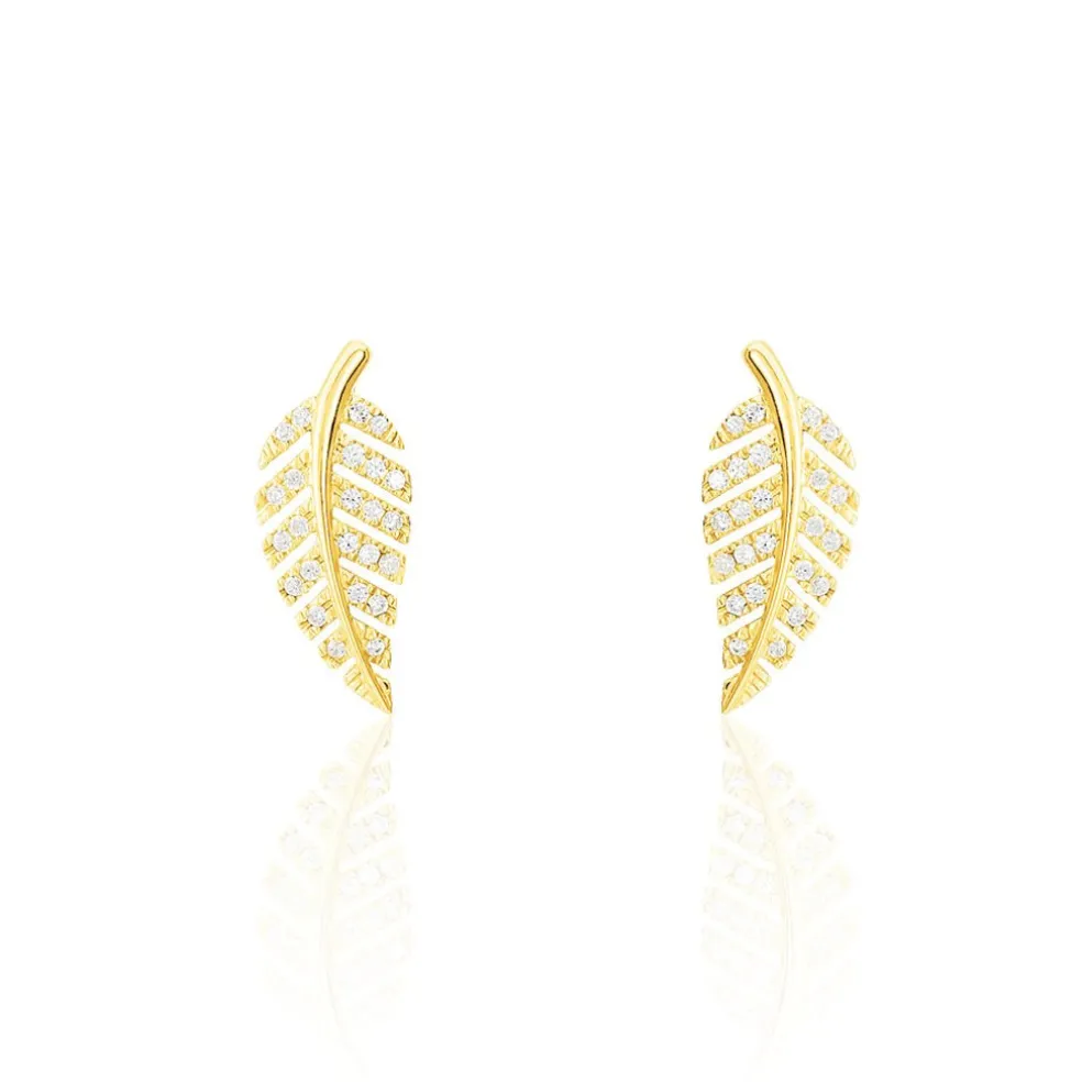 Boucles D'oreilles Puces Tourkia Or Jaune Oxyde De Zirconium