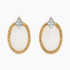 Boucles D'oreilles Puces Tahina Or Jaune Nacre Diamant