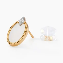 Boucles D'oreilles Puces Tahina Or Jaune Nacre Diamant