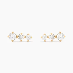 Boucles D'oreilles Puces Tryphena Or Jaune Diamant Synthétique