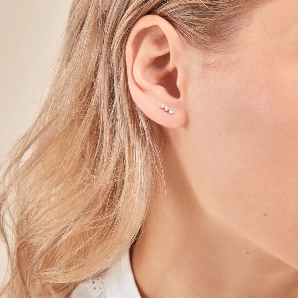 Boucles D'oreilles Puces Tryphena Or Jaune Diamant Synthétique