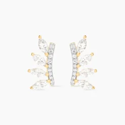 Boucles D'oreilles Puces Tiara Or Jaune Oxyde De Zirconium