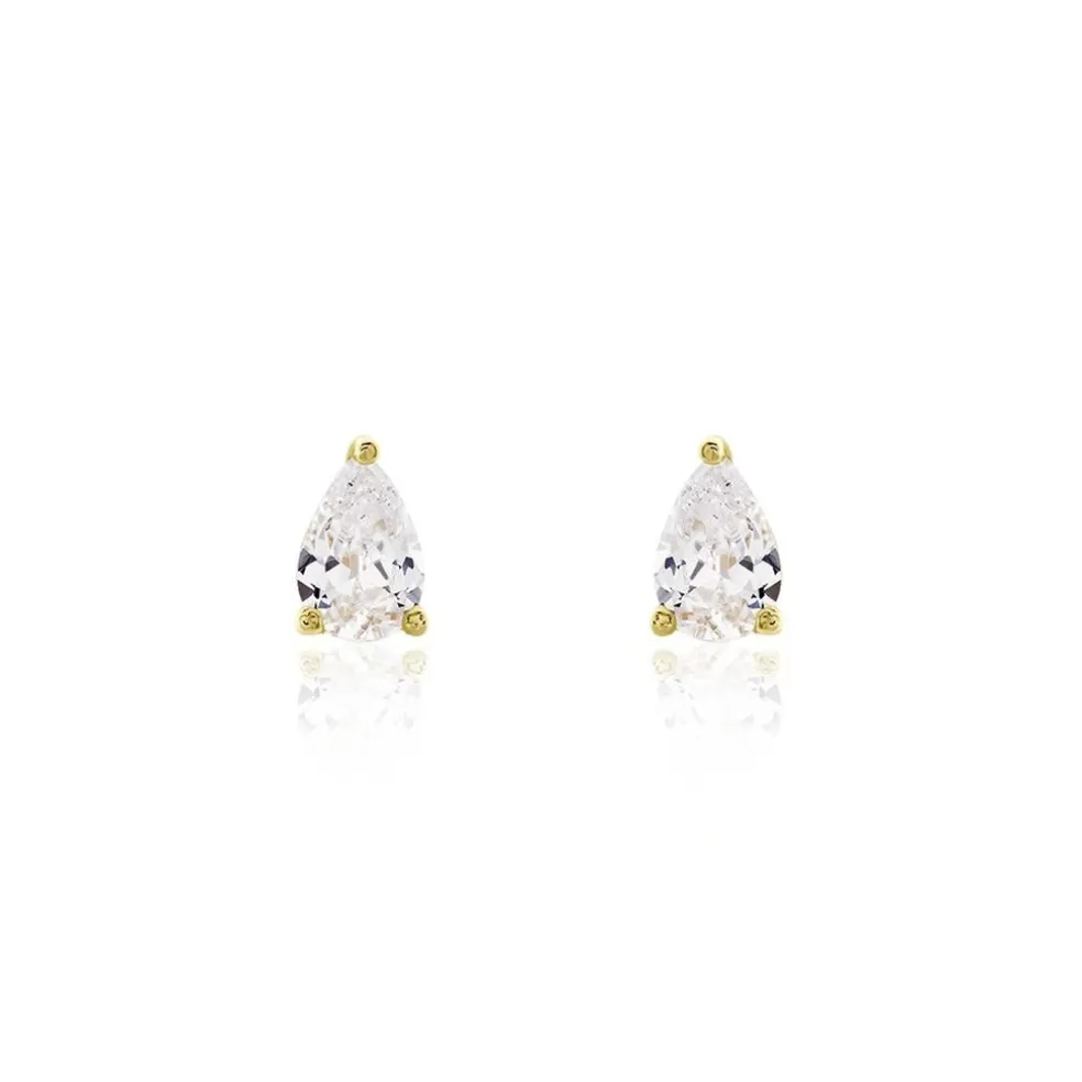 Boucles D'oreilles Puces Tierra Or Jaune Oxyde De Zirconium