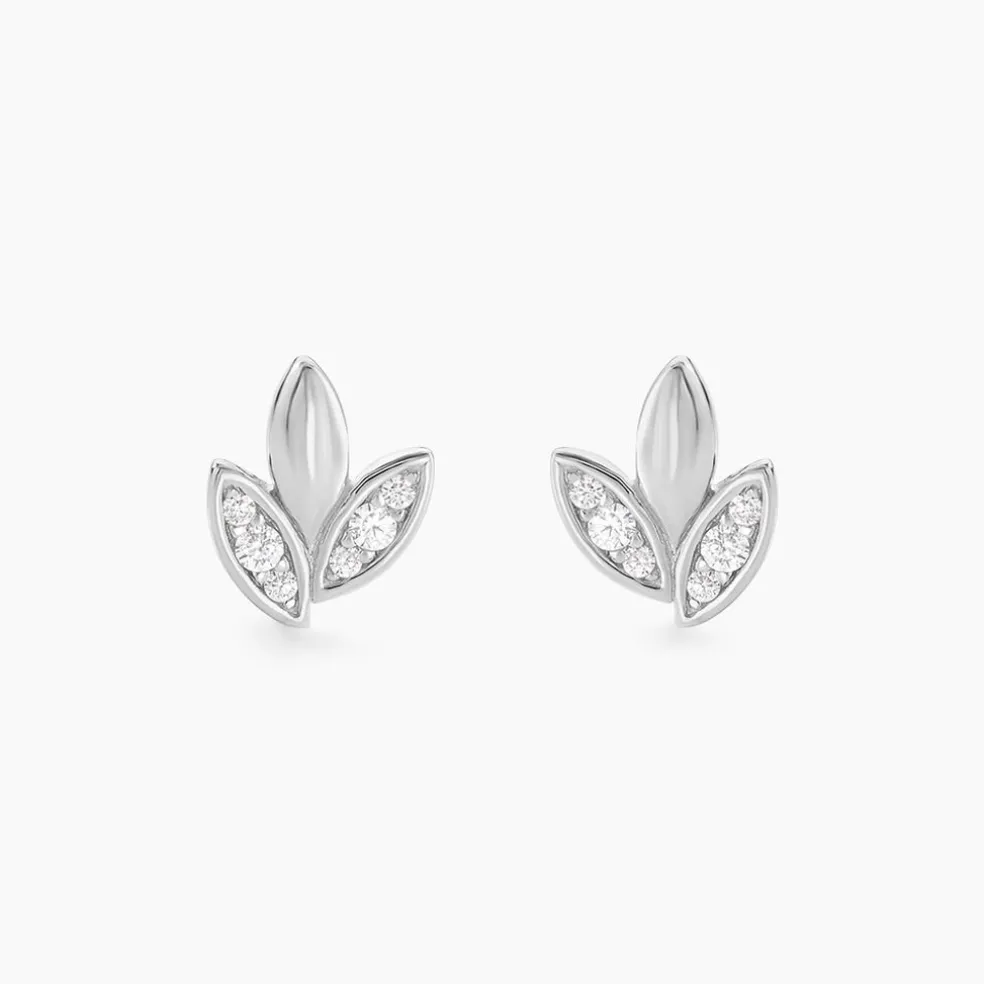 Boucles D'oreilles Puces Tihana Argent Blanc Oxyde De Zirconium