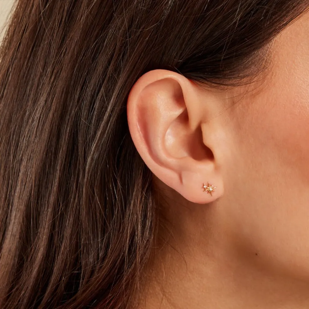 Boucles D'oreilles Puces Timofei Or Jaune Oxyde De Zirconium