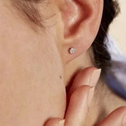 Boucles D'oreilles Puces Teani Or Blanc Diamant