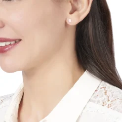 Boucles D'oreilles Puces Trefle Email Or Jaune