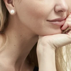 Boucles D'oreilles Puces Ursulina Or Jaune Perle De Culture