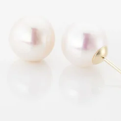 Boucles D'oreilles Puces Ursulina Or Jaune Perle De Culture