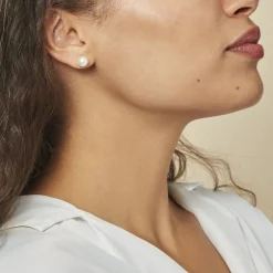 Boucles D'oreilles Puces Ursulina Or Jaune Perle De Culture