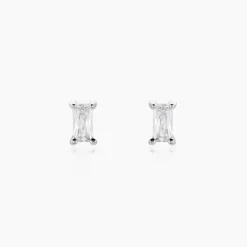 Boucles D'oreilles Puces Udia Argent Blanc Oxyde De Zirconium