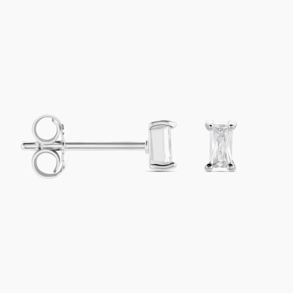 Boucles D'oreilles Puces Udia Argent Blanc Oxyde De Zirconium