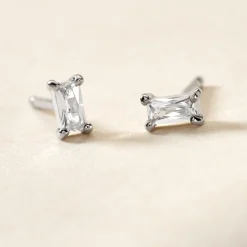 Boucles D'oreilles Puces Udia Argent Blanc Oxyde De Zirconium