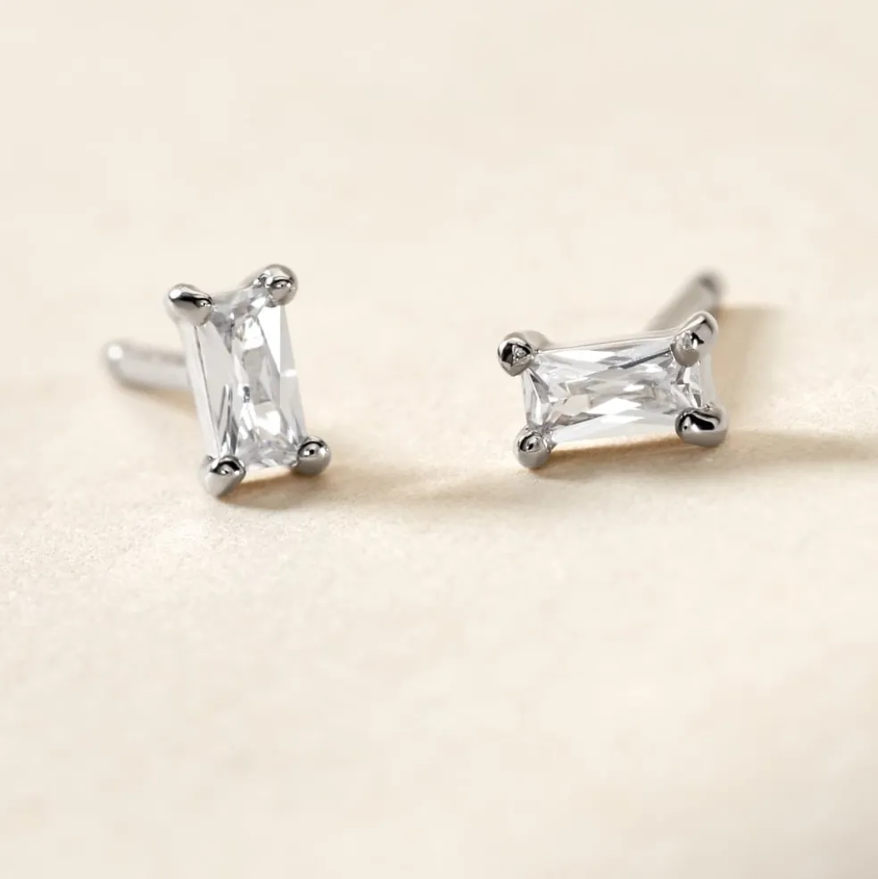 Boucles D'oreilles Puces Udia Argent Blanc Oxyde De Zirconium