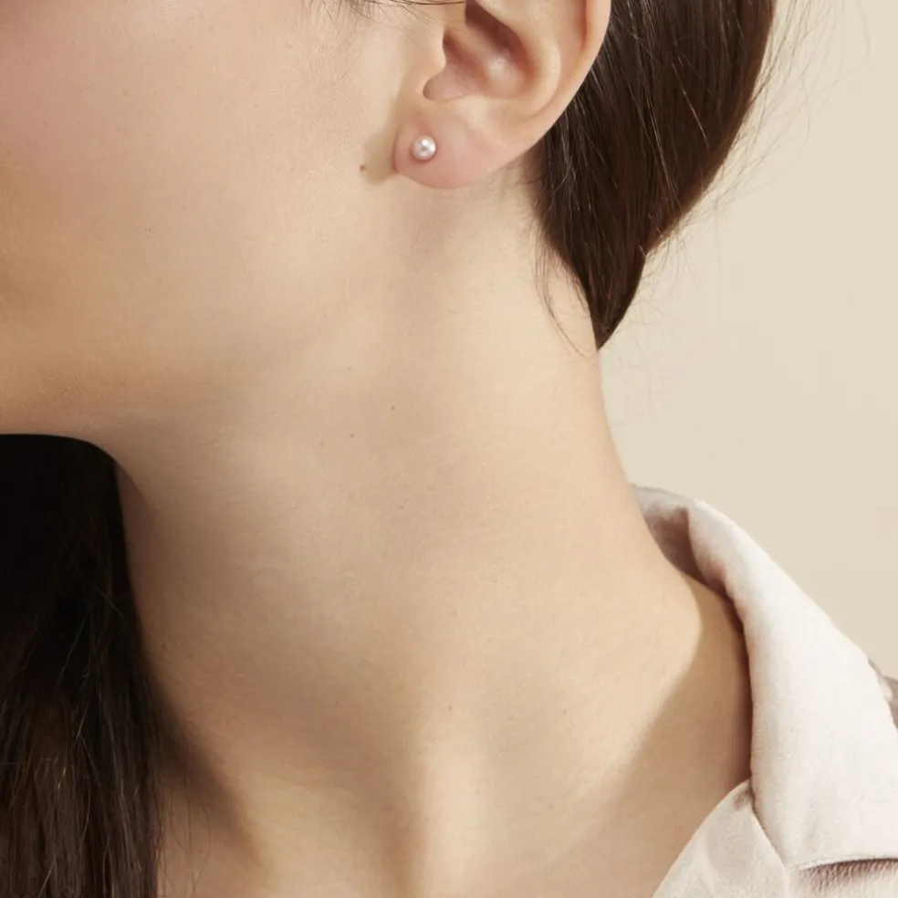 Boucles D'oreilles Puces Ursulina Or Jaune Perle De Culture